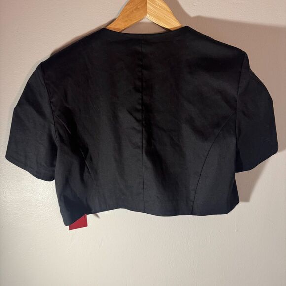 NWT R&K Originals Black Cropped Shrug Jacket | Cotton Blend Short Sleeve Bolero - Picture 3 of 5